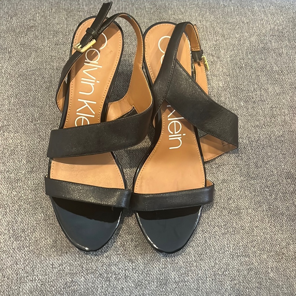 Black Calvin Klein open toes heels